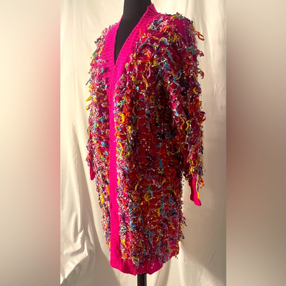 NEW Long pink/multi color cardigan sweater